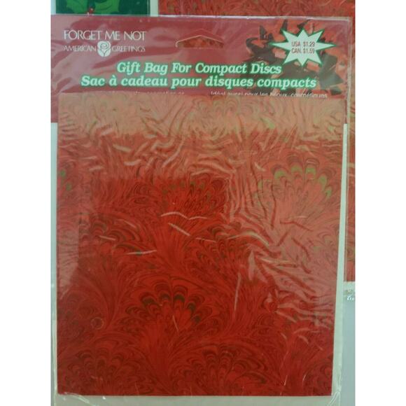 Vintage DVD/Cassette Christmas Gift Bags American Greetings Forget Me Not Lot 10 - Picture 3 of 6